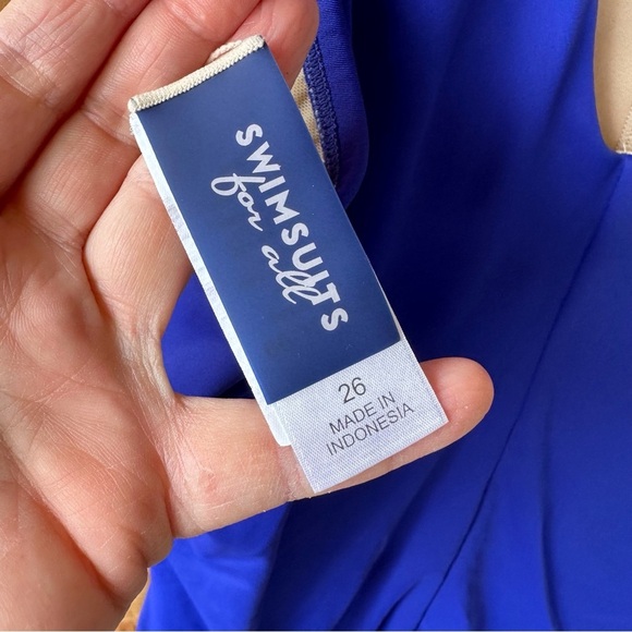 Swimsuits for All Blue V-Neck Ruched Skirted Swimsuit Blue - Picture 8 of 13